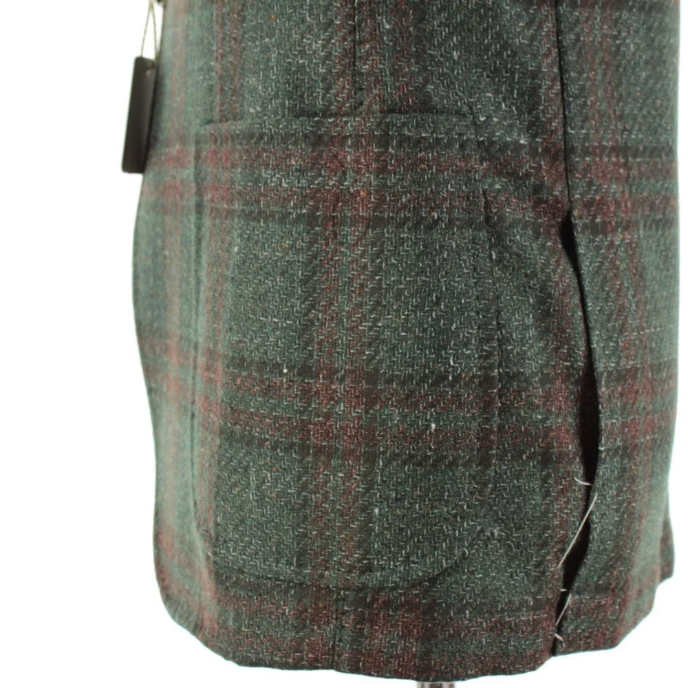 Sartorio Kiton NWT Wool Blend Sport Coat Size 52R (42R US) Green w/ Brown Plaid